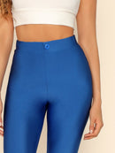 Button<b style="color:White;"><font size="1"> -</font></b>Front<b style="color:White;"><font size="1"> -</font></b>Neon Blue Crop Leggings