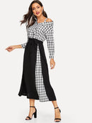 Striped<b style="color:White;"><font size="1"> -</font></b>Waist<b style="color:White;"><font size="1"> -</font></b>Tie Asymmetric Neck Dress