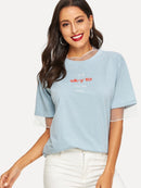 Contrast<b style="color:White;"><font size="1"> -</font></b>Mesh Letter Print Tee