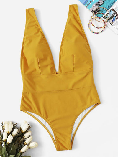 Low<b style="color:White;"><font size="1"> -</font></b>Back<b style="color:White;"><font size="1"> -</font></b>Plunge One Piece Swimwear