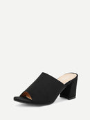 Plain<b style="color:White;"><font size="1"> -</font></b>Chunky Heeled Mules