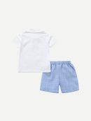 Toddler<b style="color:White;"><font size="1"> -</font></b>Boys<b style="color:White;"><font size="1"> -</font></b>Whale<b style="color:White;"><font size="1"> -</font></b>Embroidery Polo Shirt With Plaid Shorts