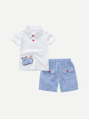 Toddler<b style="color:White;"><font size="1"> -</font></b>Boys<b style="color:White;"><font size="1"> -</font></b>Whale<b style="color:White;"><font size="1"> -</font></b>Embroidery Polo Shirt With Plaid Shorts