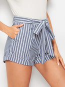 Cuffed<b style="color:White;"><font size="1"> -</font></b>Striped Shorts With Belt