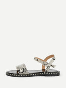 Snakeskin<b style="color:White;"><font size="1"> -</font></b>Pattern Flat Sandals