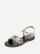 Snakeskin<b style="color:White;"><font size="1"> -</font></b>Pattern Flat Sandals