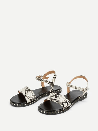 Snakeskin<b style="color:White;"><font size="1"> -</font></b>Pattern Flat Sandals