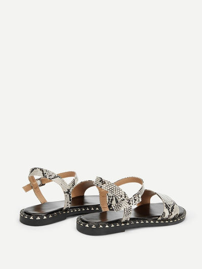 Snakeskin<b style="color:White;"><font size="1"> -</font></b>Pattern Flat Sandals