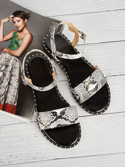 Snakeskin<b style="color:White;"><font size="1"> -</font></b>Pattern Flat Sandals