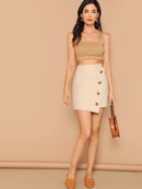 Button<b style="color:White;"><font size="1"> -</font></b>Detail Wrap Skirt