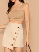 Button<b style="color:White;"><font size="1"> -</font></b>Detail Wrap Skirt