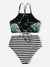 Random<b style="color:White;"><font size="1"> -</font></b>Leaf<b style="color:White;"><font size="1"> -</font></b>Lace-up<b style="color:White;"><font size="1"> -</font></b>Top With Striped Bikini Set