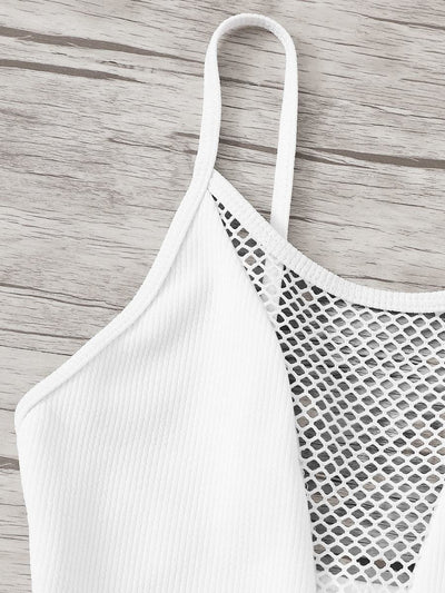 Net<b style="color:White;"><font size="1"> -</font></b>Panel<b style="color:White;"><font size="1"> -</font></b>Low Back One Piece Swimwear