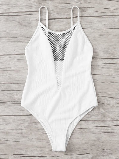 Net<b style="color:White;"><font size="1"> -</font></b>Panel<b style="color:White;"><font size="1"> -</font></b>Low Back One Piece Swimwear