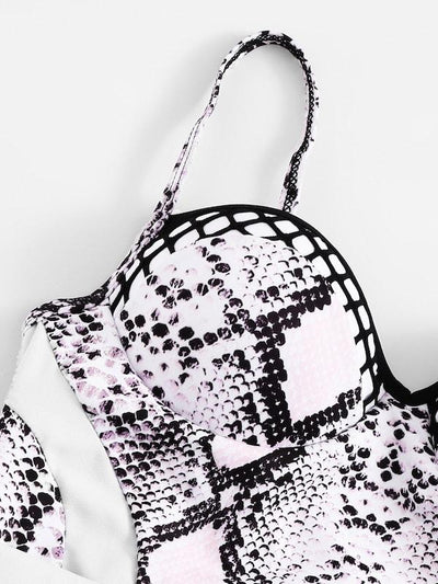 Snakeskin<b style="color:White;"><font size="1"> -</font></b>Net<b style="color:White;"><font size="1"> -</font></b>Panel Underwire One Piece Swimsuit