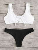 Lace-up<b style="color:White;"><font size="1"> -</font></b>Scoop<b style="color:White;"><font size="1"> -</font></b>Neck Top With Panty Bikini