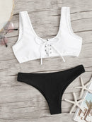 Lace-up<b style="color:White;"><font size="1"> -</font></b>Scoop<b style="color:White;"><font size="1"> -</font></b>Neck Top With Panty Bikini