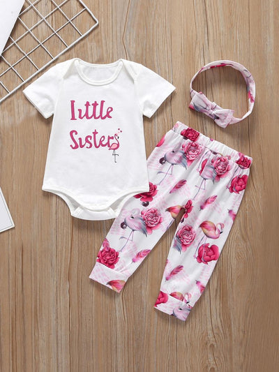 Baby<b style="color:White;"><font size="1"> -</font></b>Letter<b style="color:White;"><font size="1"> -</font></b>Print<b style="color:White;"><font size="1"> -</font></b>Romper And Floral Print Pants With Headband