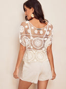 Crochet<b style="color:White;"><font size="1"> -</font></b>Guipure<b style="color:White;"><font size="1"> -</font></b>Lace Cover Up Without Bra