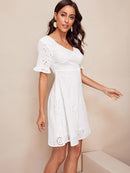 Ruffle<b style="color:White;"><font size="1"> -</font></b>Sleeve Schiffy Flare Dress