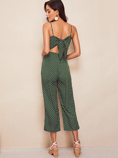 Knot<b style="color:White;"><font size="1"> -</font></b>Back Polka Dot Cami Jumpsuits