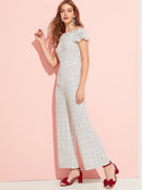 Allover<b style="color:White;"><font size="1"> -</font></b>Heart Print Frill Detail Jumpsuit