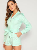 Exposed<b style="color:White;"><font size="1"> -</font></b>Zipper Belted Romper