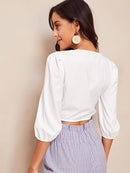 Knotted<b style="color:White;"><font size="1"> -</font></b>Front<b style="color:White;"><font size="1"> -</font></b>Solid Crop Blouse