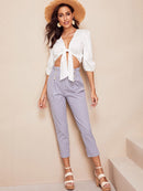 Knotted<b style="color:White;"><font size="1"> -</font></b>Front<b style="color:White;"><font size="1"> -</font></b>Solid Crop Blouse