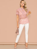 Mock-neck<b style="color:White;"><font size="1"> -</font></b>Guipure<b style="color:White;"><font size="1"> -</font></b>Lace Top Without Bra