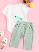 Toddler<b style="color:White;"><font size="1"> -</font></b>Boys<b style="color:White;"><font size="1"> -</font></b>Tasseled<b style="color:White;"><font size="1"> -</font></b>Letter Print Tee With Pants