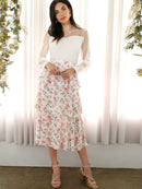 Allover<b style="color:White;"><font size="1"> -</font></b>Floral<b style="color:White;"><font size="1"> -</font></b>Print Tiered Layered Skirt