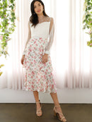 Allover<b style="color:White;"><font size="1"> -</font></b>Floral<b style="color:White;"><font size="1"> -</font></b>Print Tiered Layered Skirt