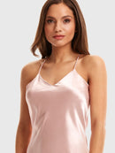 Crisscross<b style="color:White;"><font size="1"> -</font></b>Draped<b style="color:White;"><font size="1"> -</font></b>Back Split Cami Satin Dress