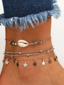 Star<b style="color:White;"><font size="1"> -</font></b>Charm Chain Anklet 3pcs