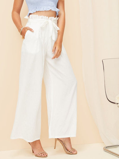 Eyelet<b style="color:White;"><font size="1"> -</font></b>Frilled<b style="color:White;"><font size="1"> -</font></b>Waist Flare Hem Pants