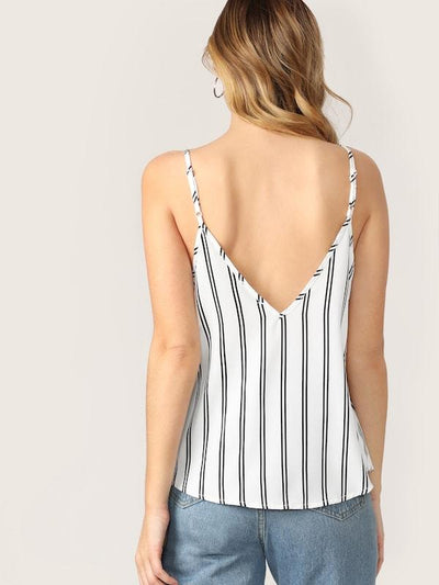 Double<b style="color:White;"><font size="1"> -</font></b>V Striped Cami Top