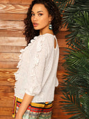 Ruffle<b style="color:White;"><font size="1"> -</font></b>Trim Schiffy Top