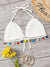 Pom<b style="color:White;"><font size="1"> -</font></b>Pom Trim Crochet Halter Bikini Top