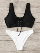 Lace-up<b style="color:White;"><font size="1"> -</font></b>Scoop<b style="color:White;"><font size="1"> -</font></b>Neck Top With Panty Bikini