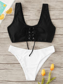 Lace-up<b style="color:White;"><font size="1"> -</font></b>Scoop<b style="color:White;"><font size="1"> -</font></b>Neck Top With Panty Bikini