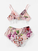 Contrast<b style="color:White;"><font size="1"> -</font></b>Lace Floral Lingerie Set