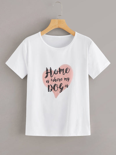 Letter<b style="color:White;"><font size="1"> -</font></b>And Heart Print Tee