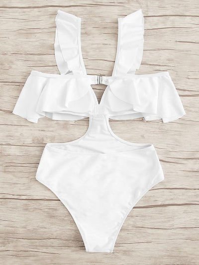 Cut-out<b style="color:White;"><font size="1"> -</font></b>Side Ruffle Trim Monokini