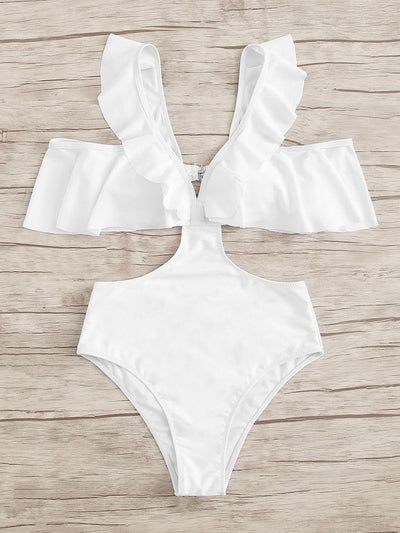 Cut-out<b style="color:White;"><font size="1"> -</font></b>Side Ruffle Trim Monokini