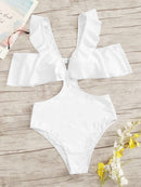 Cut-out<b style="color:White;"><font size="1"> -</font></b>Side Ruffle Trim Monokini