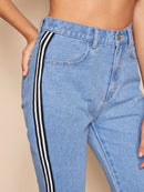 Contrast<b style="color:White;"><font size="1"> -</font></b>Striped<b style="color:White;"><font size="1"> -</font></b>Tape Side Bleach Wash Jeans