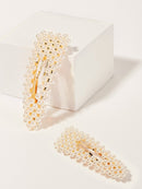 Faux<b style="color:White;"><font size="1"> -</font></b>Pearl<b style="color:White;"><font size="1"> -</font></b>Decor Hair Snap Clip 2pack