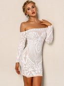 Sequin<b style="color:White;"><font size="1"> -</font></b>Cluster<b style="color:White;"><font size="1"> -</font></b>Off Shoulder Bodycon Dress