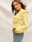 Ruffle<b style="color:White;"><font size="1"> -</font></b>Trim Schiffy Peplum Top